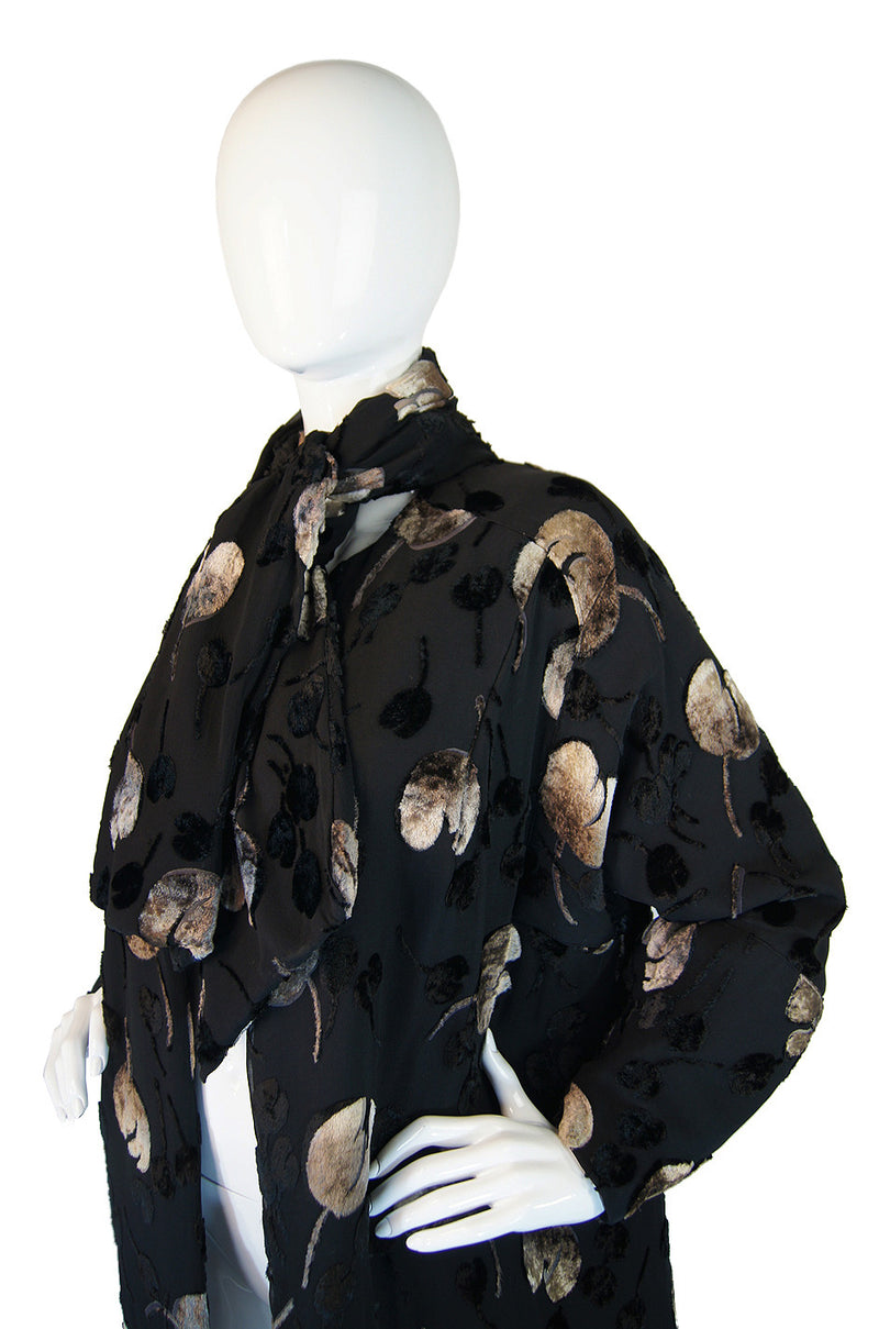 1930s Silk Chiffon & Velvet Devore Coat