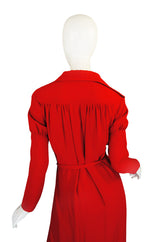 1970s Red Moss Crepe Corset Ossie Clark