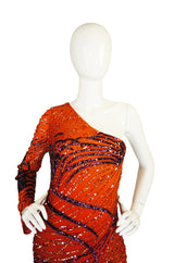 1990s Beaded Ombre Silk Chiffon Gown