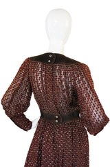 1970s Rare Silk & Suede Jean Muir Dress