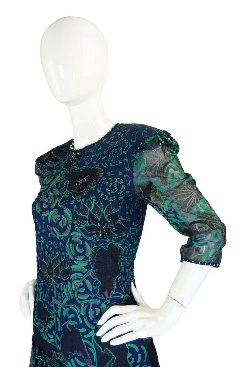 1970s Beaded Zandra Rhodes Silk Dress