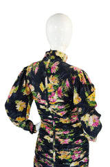 1980s Printed Silk Ungaro Wiggle Dress