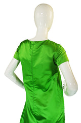 1960s Vibrant Emerald Beaded Silk Gown
