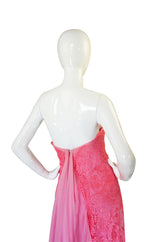 1960s Stavropoulos Couture Lace & Silk Pink Strapless Dress