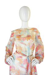 1970s Beaded Silk Alfred Bosand Dress