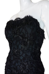 Rare 1970s Carven Lace Strapless Dress
