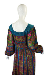 1970s Silk Pauline Trigere Maxi Dress