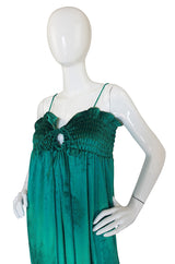 1970s Green Liquid Velvet Bill Tice Maxi