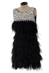 Gorgeous Fall 2010 Loris Azzaro by Vanessa Seward Runway Ostrich Feather & Huge Crystal Dress
