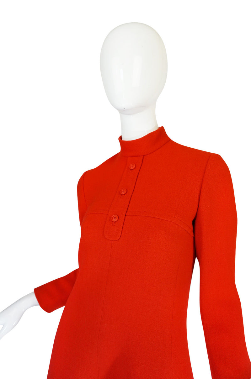 1960s Miss Dior Chic Bright Red Mod Dress