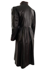Documented Fall 1976 Yves Saint Laurent Russian Collection Leather Coat w Sheared Sheepskin Trim