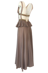 1970s Jean Varon Grecian Inspired Plunging Front & Crossed Back Dress