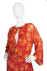 Documented 1976 Christian Dior Silk Chiffon Dress Set