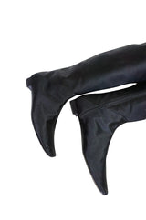 Early 2000s Marni Black Silk Thigh High Boots