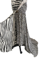Fall 2008 Balmain by Christophe Decarnin Runway Zebra & Leopard Print Dress w Crystal Bolt