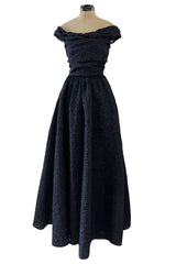 Runway Fall 2019 Christian Dior by Maria Grazia Chiuri Deep Blue & Black Off Shoulder Dress