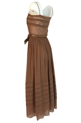 Spring 1978 Unlabeled Christian Dior Haute Couture Silk Dress w Floral Belt