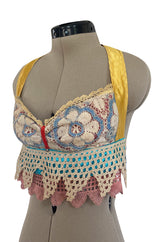 1960s Handmade Crocheted Halter Top that is Reversible from Pink to Blue