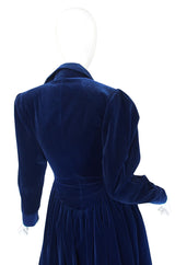 1970s Norma Kamali Blue Velvet Dress