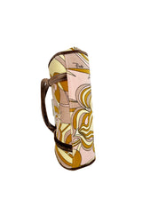 1990s Pucci Pink and Taupe Print Frame Top Handle bag