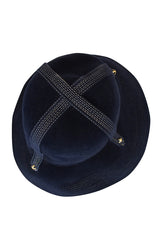 1970s Yves Saint Laurent Chic Blue Felt Fedora Hat