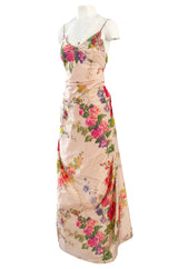 Exceptional Spring 1995 Bill Blass Runway & Book Piece Floral Silk Taffeta & Gingham Dress