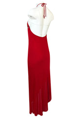 1970s Stephen Burrows Red Jersey Hand Beaded & Sequin Jersey Dress
