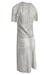 Fall 1975 Emanuel Ungaro Haute Couture Silver Grey Lace & Sequin Top & Skirt Evening Set