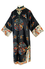Fabulous 1920s Extensively Hand Embroidered Black Silk Asian Evening Coat