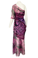 Fall 2000 Chanel by Karl Lagerfeld Runway One Shoulder Silk Chiffon Dress