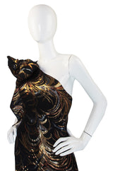 1970s Ruben Panis Metallic Silk Chiffon Gown