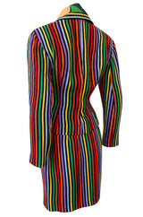 Spring 1992 Todd Oldham Floral Top w Rainbow Striped Jacket & Skirt Suit