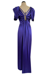Rare Fall 2011 Christian Dior by John Galliano Purple Silk Satin Open Back Dress