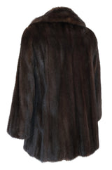 1960s Unlabeled Pierre Cardin Deep Chocolate Fur Pea Jacket or Coat