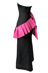 Spring 1987 Yves Saint Laurent Runway & Ad Campaign Pink Ruffle Dress