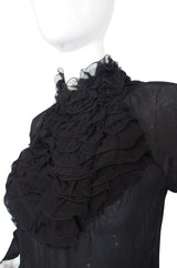 1980s Givenchy Couture Silk Ruffle Top