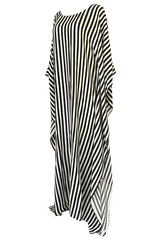F/W 2016 Jaline "Martina" Custom Striped Silk Black and White Caftan