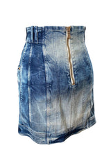 Resort 2015 Balmain Military Inspited Gold Button Denim Mini Skirt Skirt