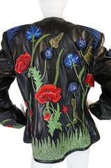 1987 Jean-Claude Jitrois Lesage 3D Floral Leather Jacket