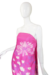 Early 1970s Pink Couture Hanae Mori Trained Gown