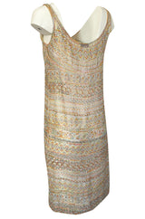 Spring 1981 Halston Couture Runway Hand Beaded Pastel Color Dress