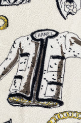 Iconic Spring 1994 Chanel Large Printed Towel in Cream & White
