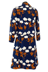 Spring 1973 Givenchy Haute Couture Lovely Long Stem Floral Print Dress & Jacket Set
