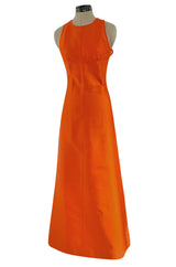Incredible Spring 1970 Andre Courreges Cross Strap Backless Bright Sculpted Orange Dress
