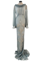 Important Fall 2009 John Galliano “Beautifully Iced Maidens” Beaded Net Pale Blue Grey Dress