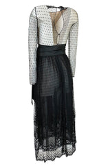 Documented Spring 1979 Bill Blass Couture Black Silk Swiss Dot Net Dress
