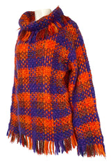 Fall 1993 Yves Saint Laurent Documented Fringed Knit Tunic Mini Dress