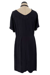 Prettiest 2000s Marni by Consuelo Castiglioni Deep Blue Black Silk Draped Dress