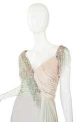 1970s Bob Mackie Pastel & Beaded Silk Gown
