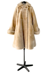 Gorgeous 1980s Christian Dior 'Teddy Bear Soft Thick Faux Fur Swing Tent Flare Coat